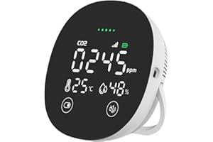 CO2 Messgerät, SPREADTRON 3 In 1 Luftqualitätsmonitor für Temperatur Feuchtigkeit CO2 Monitor mit Digitaler LCD Anzeige und Alarmanlage CO2-Messgerät 400-5000 PPM mit USB Aufladung