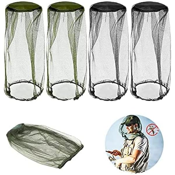2 Moskitonetze Für Gesicht & Hals – Schwarz, Verstellbar – Für Wandern, Angeln, Gartenarbeit