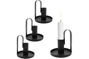 Eozighi 4 Piezas Candelabros de Hierro Negro Retro con Asa Hierro Retro Candelabro Candelabro Decorativos Vintage, para San Valentín Navidad Fiesta de Bodas de Halloween Cenas