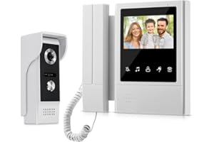 QttyElok 4.3'' TFT Color Wired Video Intercom Door Phone Doorbell System for Home 700TVL IR Night Vision Outdoor Camera Doorphone Support 100 Meters Unlock Monitoring