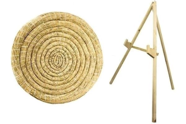 Cible Ronde en Paille, 80 cm, avec Un Support