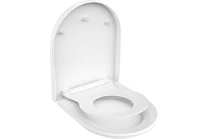 Family Toilet Seat, MUJIUSHI Soft Close Toilet Seat with Built-in Child Seat, Potty Training 2 in 1 Seat with Quick Release, Simple Top Fixing, Non-Slip Anti-Bacterial U/D Shape Toilet Cover White