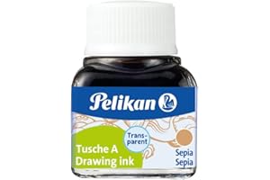 Pelikan 201640 Inchiostro China 523-15, Seppia, 10 ml in Vetro, Utilizzabile su Carta, Cartoncini da Disegno e Film Opacizzati