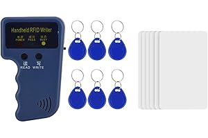YUNIR RFID Reader and Write, 125KHz Handheld RFID ID Card Copier and Duplication Device, with 6 Writeable Tags and 6 Cards, Supports EM4100 / EM410X, for Community, School, Office