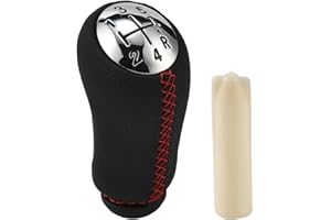 JSCARLIFE Car Gear Knob, 5-Speed Car Shift Knob Fit for R-enault Clio Megane 2 Scenic Kangoo Car Gear Shift Knob Upgraded ABS and Leather Gear Stick Knobs (Black)