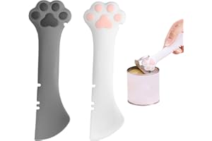 DELAESI Katzenfutter Löffel 2 Stück Katzenlöffel Katzenpfoten Dosenöffner Multifunktions Haustier Dosen Löffel Tierfutterlöffel Futterlöffel