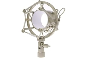 Supmico Montura Antichoque de Micrófono anti vibración suspensión studio clip soporte montaje para 48mm-60mm diámetro Micrófono de condensador Plata