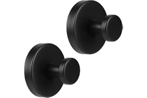 HZPZPP| Suction on Wall Wooks for Bathroom| Stainless Steel Waterproof Suction Hooks Without Drilling, Suitable for Bathroom Shower Towel Kitchen Glass Doors (2Pcs Black)