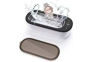 BUBBACARE Nettoyeur Ultrasons Lunettes, 300ml Nettoyeur Ultrason Bijoux avec 4 Modes de Réglage 40KHz, Professionnel Ultrasonic Cleaner pour Bijoux, Lunettes, Montres, Bagues, Colliers, Rasoirs, Blanc