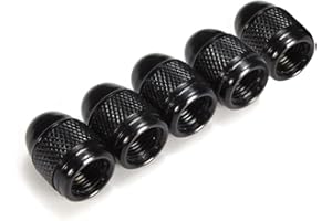Marcraft Black Metal Bullet Tyre Wheel Alloy Valve Caps Dust Caps (5 Pack) Universal for Cars, SUVs, Bicycles, Motorcycles, Trucks | Rubber Airtight Seal | Aluminium Alloy | Screw-On