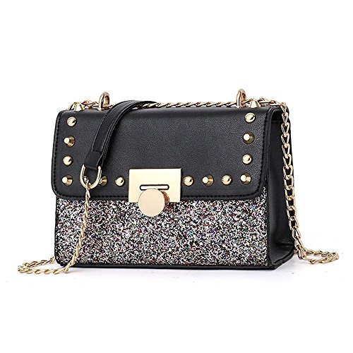 Preisvergleich Produktbild JunBo Pailletten Kettenschloss Flip Tasche Klein Mode Trend Frauen Tasche