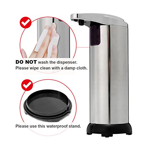 Automatische Seifenspender von TAPCET 280ml Seifenspender mit wasserdichtem Gehäuse, Chrome Rostfreien ABS - 3