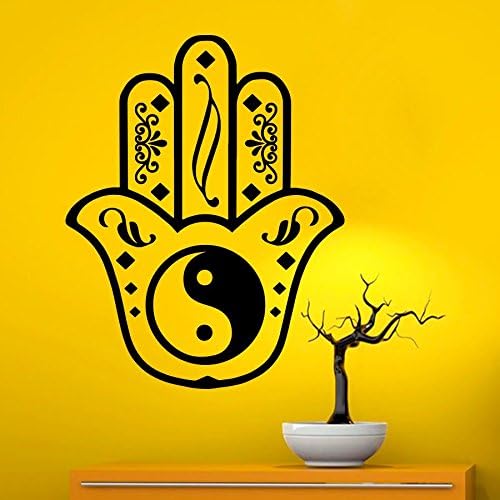 Fatima Hand Wall Decals Indian Pattern Hamsa Hand Yin Yang Amulet Mandala Interior Design Home Art Vinyl Decal Sticker Bedroom Decor