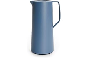 Emsa Motiva Isolierkanne 1l, Kaffeekanne Thermo mit Quick-Press-Verschluss, Thermoskanne hält 12h heiß, 24h kalt, Glaskolben, Made in Germany, nordisches Design, nord blau, N41703