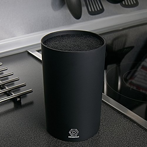 Premium Universal Messerblock Borsten-Einsatz + gratis Messerschärfer für sofort scharfe Messer | min. 6-8 Messer (Höhe 18cm / Ø 11cm) | geruchsfrei und spülmaschinenfest zur einfachen Reinigung | optimale Aufbewahrung durch spezielle Sternborsten - 5