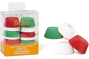 Decora COD. 0339751 Paquet 200 CAISSETTES Mini Muffin Blanc/Rouge/Vert 32 X 22 MM