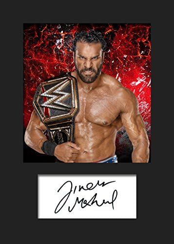 JINDER MAHAL #1 WWE Signed Mounted Photo A5 Print