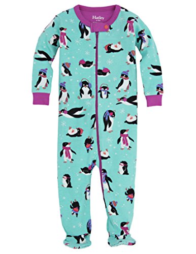 Hatley Baby-Girls Infant Footed Coverall -Pretty Penguins Pyjama Set, Turquoise, 18-24 Months
