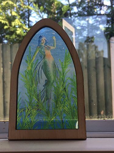 Secret Fairy Door Enchanted Stained Glass Mermaid Window - A Portal to a Magical Underwater Land