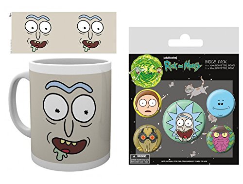 Set: Rick Y Morty, Rick Cara Taza Foto (9x8 cm) Y 1 Rick Y Morty, Set 
