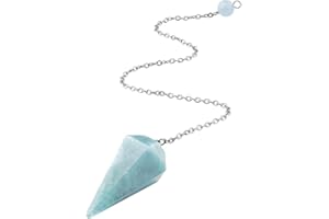 AWARDSEN Pendulum Crystal Natural Aquamarine Crystal Pendulums for Dowsing Spiritual Hexagonal Pointed for Reiki Witchcraft Supplies Divination Tools