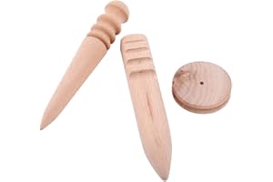 HILITAND Outil de Polissage pour Cuir, Multi-taille Bord Brunissoir pour Cuir 3 Type, Lissoirs Bord Cuir de Polissage en Bois, DIY Outil Maroquinerie Manuel (Set 3 en 1)