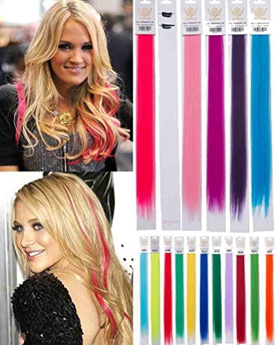 Haute For Diva's Celebrity Inspired Set of Two Piece Bright Colour Clip In 20" Straight Hair Extension Weft Hairpiece Hair Highlight