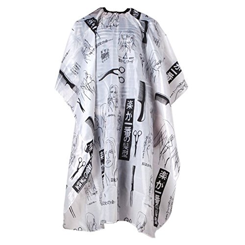 Barber Gown - SODIAL(R) Hair Salon Cape Haircut Barber Gown Hairdressing Apron Hairdressing Supplies Black+White