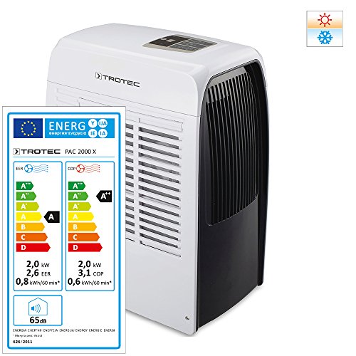 TROTEC Lokales mobiles Klimagerät Klimaanlage PAC 2000 X mit 2,0 kW / 7000 Btu (EEK A) das 3-in-1-Multitalent für Kühl-, Heiz- oder Entfeuchtungsbetrieb