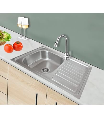 Roca Einbau-Spülbecken Aus Edelstahl – 1 Becken, 610x460x200 Mm, Rechteckig Für Küchenarbeitsplatte