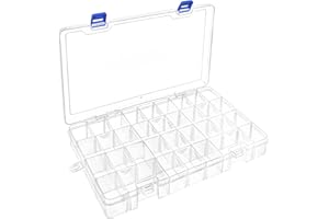 DIFIT , Boite de Rangement Plastique avec Séparateurs Réglables 34 Compartiments, Boite Rangement pour Artisanat, Perles etc, Boite Lot de 1