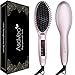 AsaVea Hair Straightener Brush - Fastest Heating, Auto Temperature Lock, Auto Shut Off, Patented Design, Backed By FCC+Bonus Hair stickers and cleaning brush (Rose Gold)