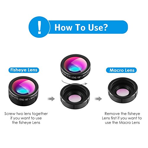 Vi-GO,Lenti Smartphone,obiettivo mobile, 3 in 1 Kit obiettivo per fotocamera,2in1 Micro lente+lente super-grandangolare, Universal puÃ² applicare a IPhone,SUMSUNG Smart Phone e cosÃ¬ via.