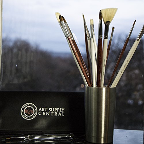 14-teiliges Künstler Pinselset für Acrylfarben, Aquarellfarben und Ölfarben geeignet * handgefertigt * 7 Naturhaarpinsel & 6 Kunsthaarpinsel * kostenloses Etui * nicht haarend * 1 Jahr Garantie - 8