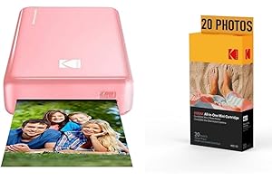 Kodak Pack Imprimante Photo Printer PM220 et Cartouche MSC20 - Photos 5.4 * 8.6 cm, WiFi, Compatible avec iOS et Android - Rose