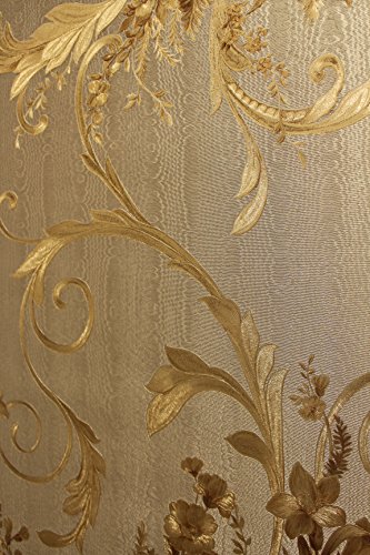 Vinyltapete Tapete Barock Retro # gold/silber # Fujia Decoration # 22651 - 3