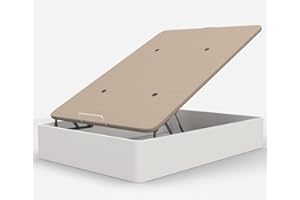 DORMIDAN - Canapé abatible de Gran Capacidad con Esquinas Redondeadas en Madera, Base tapizada 3D Transpirable + 4 válvulas aireación (Blanco, 135x190cm)