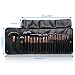 Ovonni 24pcs Professional Superior Cosmetic Makeup Brush Makeup Tools Kit Brush Set Black Brush Roll