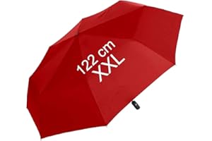 IX-BRELLA Paraguas de bolsillo XXL con encendido automático – Full Class – 122 cm techo grande, Rojo oscuro., 122 cm