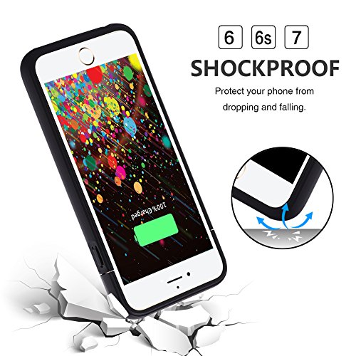 iPhone 7 Battery Case iPhone 6 6s Charger Case MUZE Magnetic Rechargable External Battery Charging Cases 3000mAh Slim Extended Backup Power Bank Case for iPhone 6/6S/7[4.7 inch] (Black)