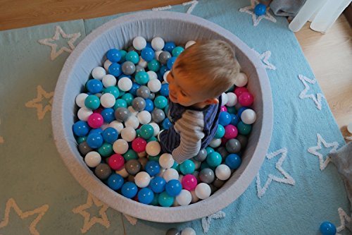 Bällebad Ballpool Kugelbad Bällchenbad Bällchenpool Kinder Pool mit 150 Bällen (Farbe der Bälle: weiß,grau, türkis) - 8