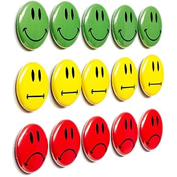 30 Aimants Smiley Colorés Pour Tableaux Magnétiques - Lot Mixte Émotions (Heureux, Neutre, Triste) - Parfait Pour École Et Bureau