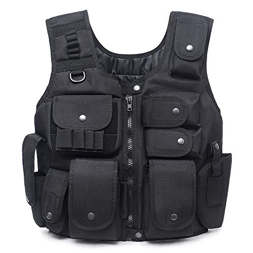 Lixada Tactique Vest Armure extérieure Gilet Porte-engins Gilet Réglable Entraînement Au Combat CS Gaming Police Gilet Poitrine Protecteur Gilets de Chasse Homme