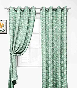 Lush Decor  Premium Polyester Floral Printed Grommet Curtains for Window, 6 feet, Pack of 2 (Mint Green)
