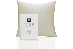 RUIPTSKE Jedwabna poszewka na poduszkę z certyfikatem Oeko-Tex® 100% jedwabiu 22 momme, przeciw starzeniu się włosów i skóry, przeciw roztoczom (beżowa, 40 x 40 cm)