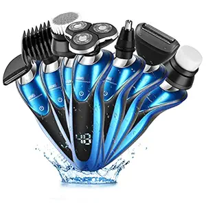Ceenwes 7 In 1 Electric Men Shaver Rotary Razor Waterproof Men Beard Trimmer Rechargeable Cordless Hair Clippers Nose Hair Trimmer Wet and Dry Grooming Set for Men and Women