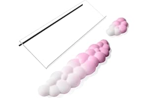 HIYORSOA Keyboard Wrist Rest Set, Tilted Keyboard Stand witn Mouse Pad Wrist Support, Cloud Keyboard Wrist Support, Acrylic Ergonomic Computer Keyboard Stand for Full-Sized Keyboard, Office Desk, Home (Pink)