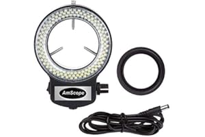 AmScope - Anneau lumineux 144 LED pour microscope stéréo, contrôle d'intensité variable, boîtier noir - LED-144B-ZK