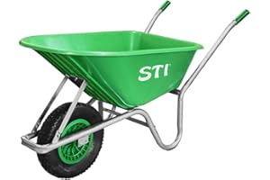 STI Carriola Verde 110lt portata 160kg Acciaio e Vasca in Polipropilene alta resistenza giardino cantiere muratura