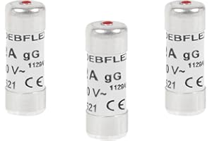 Debflex 715286 Fusible électronique - Fusible céramique - Fusible avec Voyant - Fusible 10A - Sachet De 3 Fusibles avec Voyant 8,5 x 23 10A 230V, Gris
